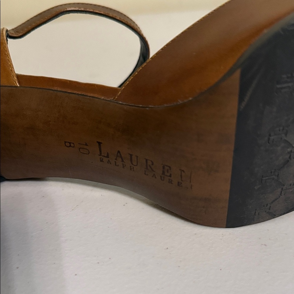 Lauren Ralph Lauren Brown Leather Mary Jane Heels - Picture 3 of 13